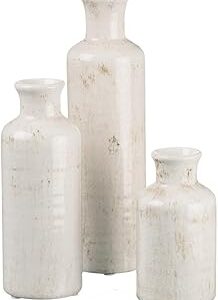 Sullivans White Ceramic Vase Set, Farmhouse Decor, Home Deco