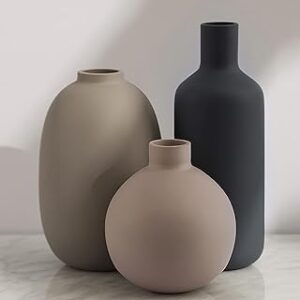 Ceramic Modern Farmhouse Vase, Neutral Small for Table, Livi