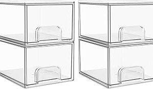 Vtopmart 4 Pack Clear Small Stackable Storage