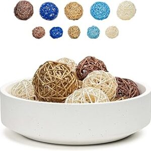 VELOVA Large White Concrete Decorative Bowl with 24 Decorati