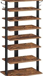 HOOBRO 8 Tiers Vertical Shoe Rack, Wooden Shoe Storage Organ