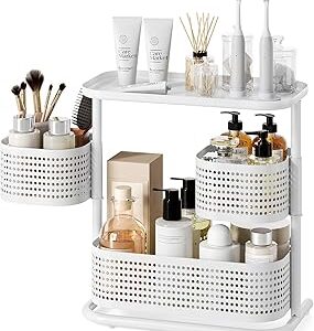 KINGRACK 3-Tier Rotating Bathroom Organizer, Countertop Vani