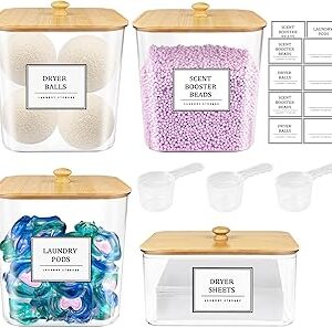 3+1 Pack Laundry Pods Container,Clear Laundry Room Organizat