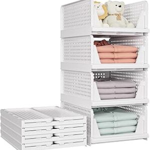 SNSLXH 5 Pack Stackable Closet Storage Basket, Multifunction