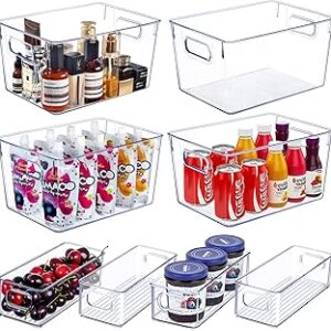 Set of 8 Clear Plastic Storage Bins