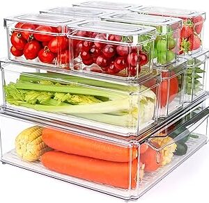 10 Pack Refrigerator Pantry Organizer Bins, Stackable Fridge