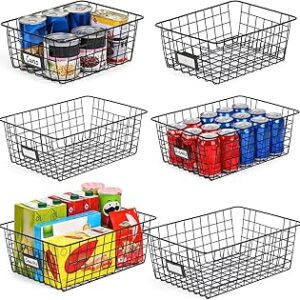 6 Pack Wire Baskets for Pantry Organization