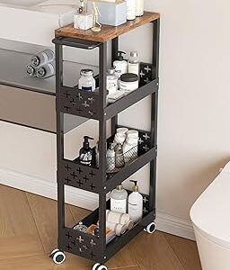 UMDONX 4-Tier Narrow Rolling Cart Space-Saving Organizer for