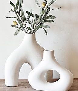 Carrot's Den Donut Vase, Set of 2 - White Large