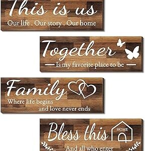 4 Pieces Home Wall Signs, THIS IS US/TOGETHER/BLESS THIS HOM
